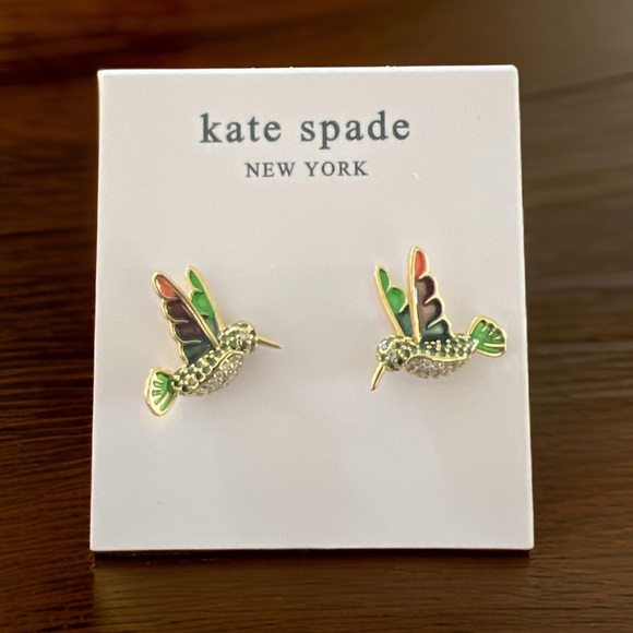 KATE SPADE • Hummingbird Dazzling Daisy Stud Gold Earrings - Picture 6 of 6